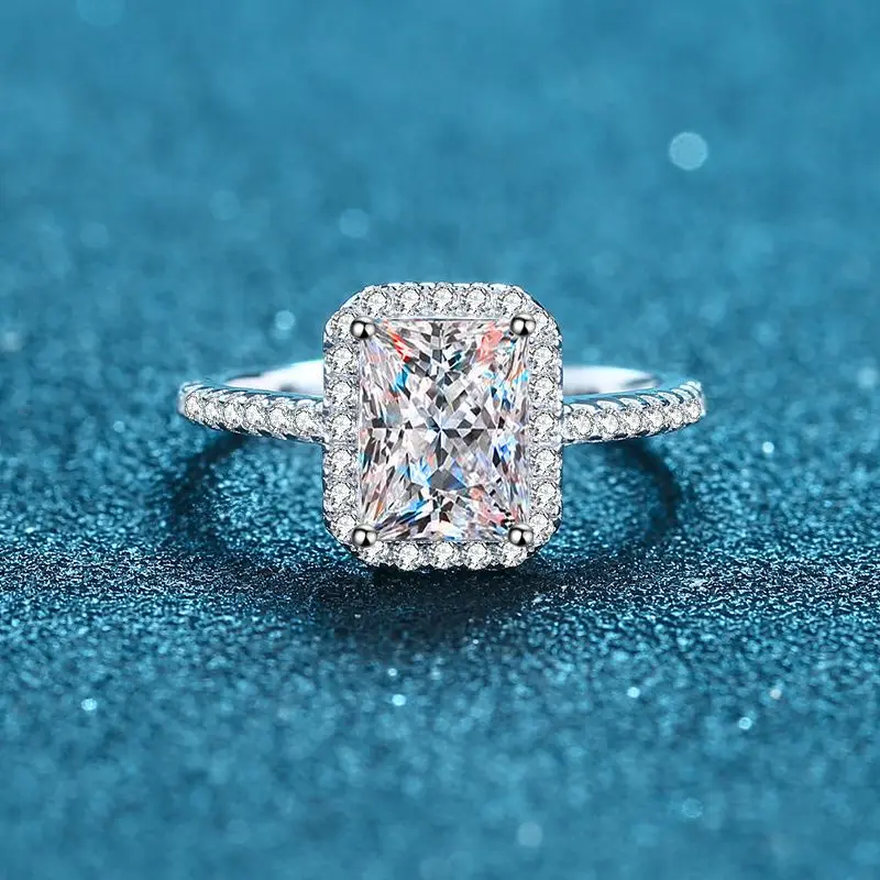 W. Crushed Ice Cut 1ct 2ct Moissanite D Color Gemstone  925 Sterling Silver Engagement Ring for Women Jewelry Gift 5