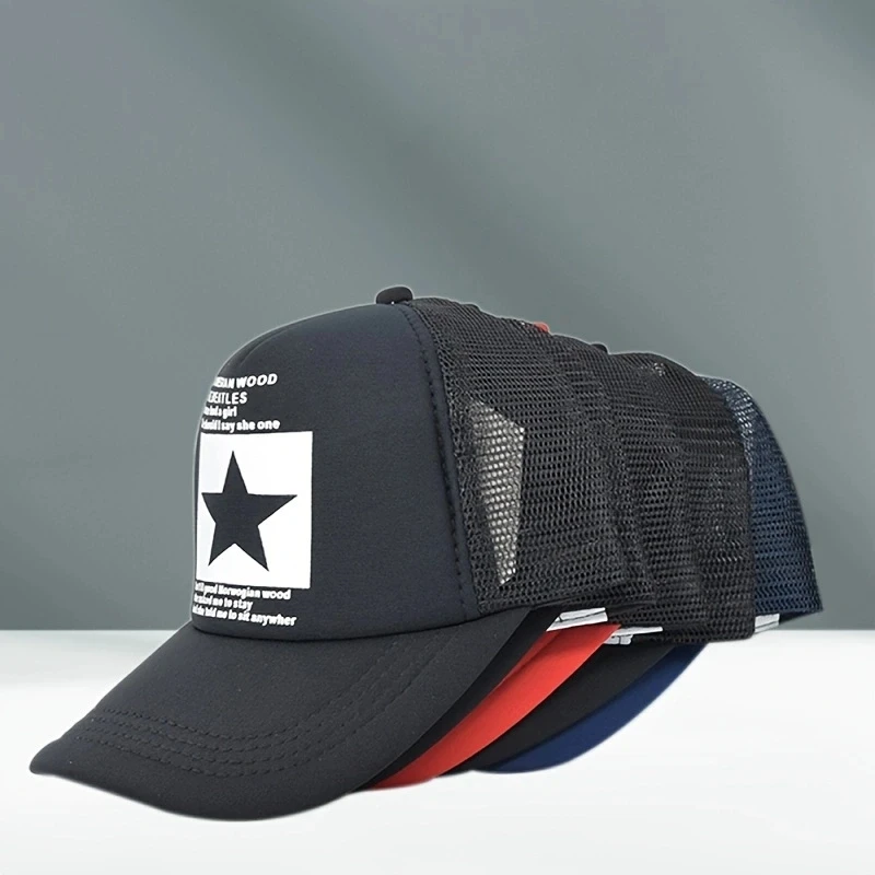 

Женская Повседневная Бейсболка, Кепка из прессованной сетки, кепка с пятью острыми носками, мужская и женская сетчатая Кепка, бейсболка с принтом, козырек