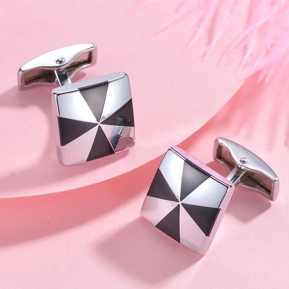 

Новинка прямоугольные черно-белые запонки с узором французская рубашка мужские и женские модные классические аксессуары