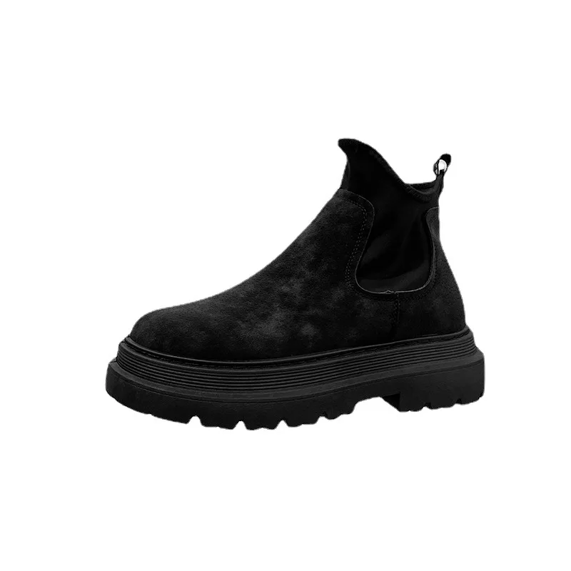 2023 New Autumn Boots Fashion Slip-On Ankle Boots Outdoor Leather Boots Thick Sole Men's Work Shoes High-Top Casual Shoes Men