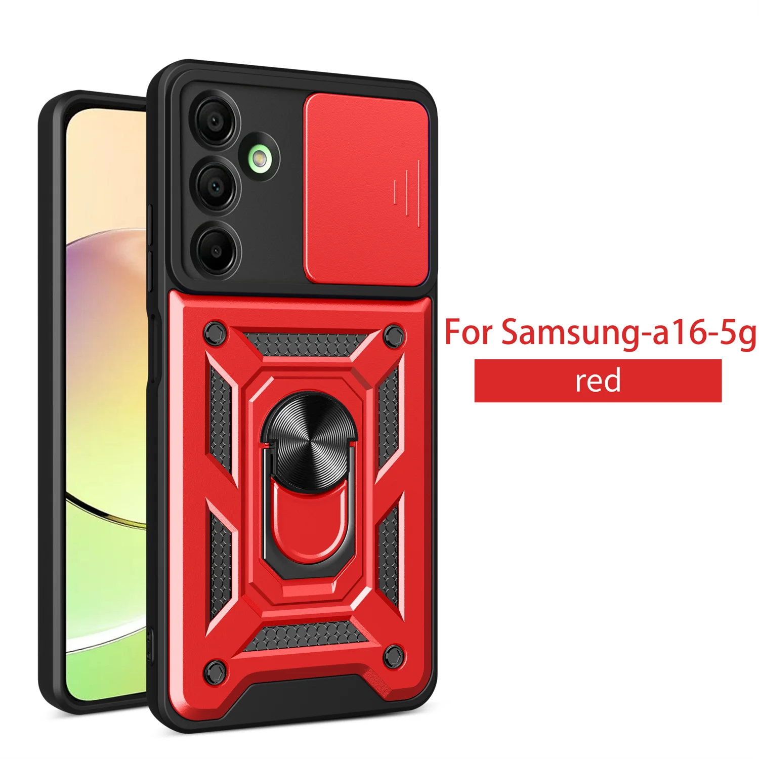 Shockproof Armor Phone Case with Magnetic Ring Stand Holder - Durable Back Cover