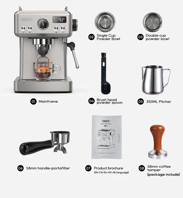 HiBREW Coffee Maker Cafetera 19 Bar Inox Semi Automatic Super Slim ESE –  Boss Brew Coffee