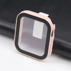 Waterproof Tempered Glass Screen Protector with Edge Case for Series 9 - 7 - 8 45mm (Matte pink 07)