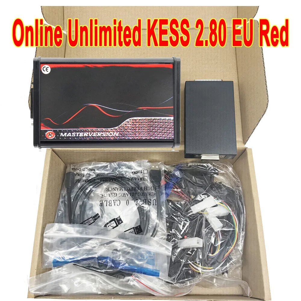 자동차 ECU 칩 튜닝 키트, 5.017 kess 자동 프로그래머 도구, KESS 2.80, EU 레드 V5.017, OBD2 V2, 최고의 온라인 무제한