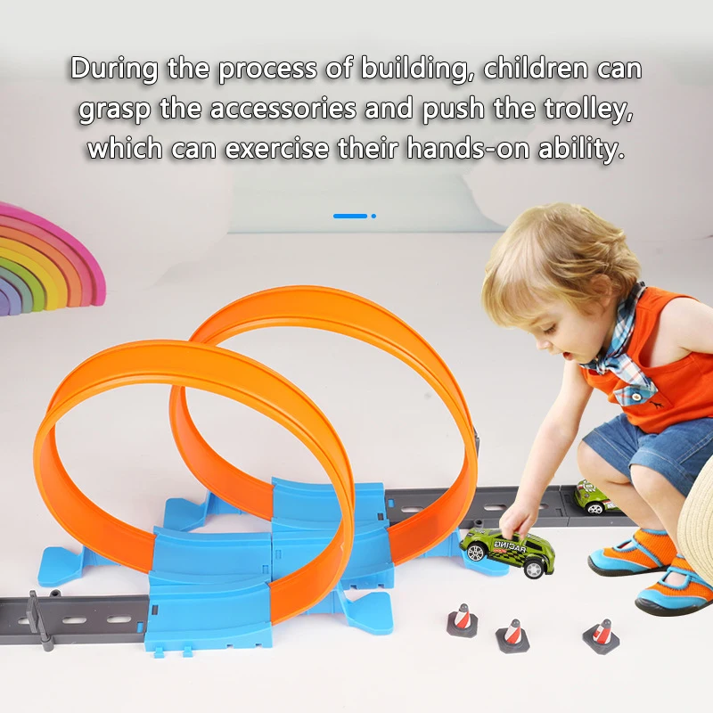 Metal Racing Car Toys with Flexible Ramp and Catapult