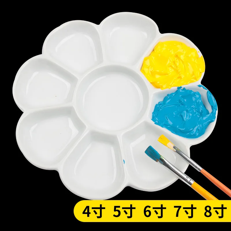 Plum Ceramic Palette Gouache Acrylic Paint Tray Jingdezhen Pottery Watercolor Plate Beautiful and Durable Multi-specification Paint Tray Color Palette Watercolor Palette