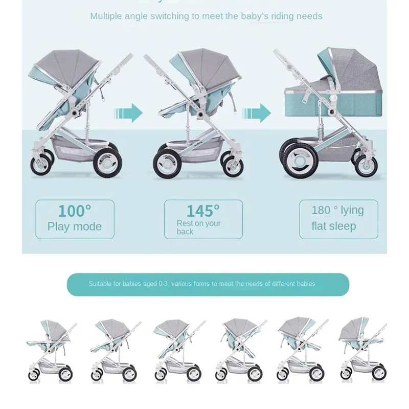 Lightweight Luxury Baby Stroller Portable High Landscape Aluminum Alloy One-Key Car Collection Outdoor Travel Four-Wheel Rubber
