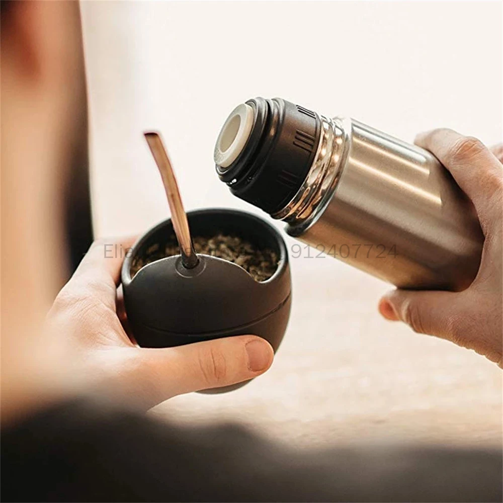 5oz Silicone Bombillas Yerba Mate Cup Set Tea Cup With Yerba Bombilla Straw  BPA Free Thermal Mug Bar Dinnerware Accessories