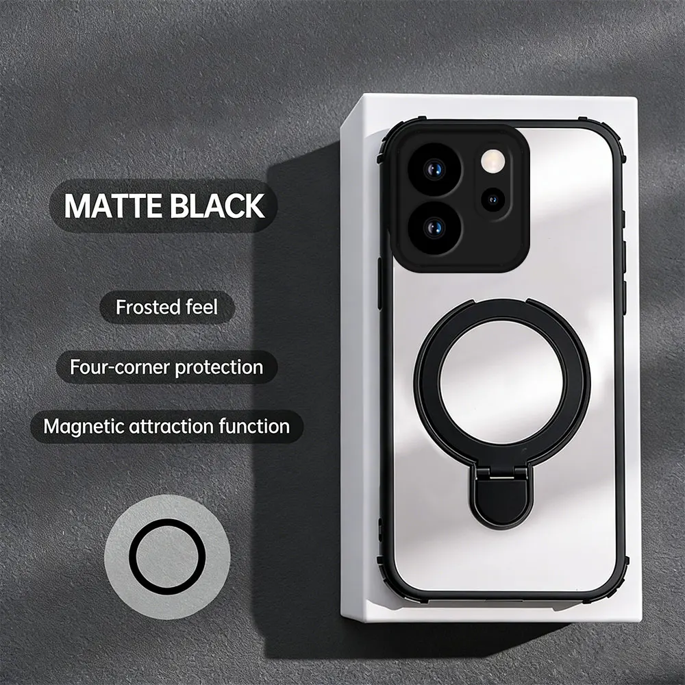 OPPO Reno 15F High-Grade Acrylic Shockproof Case with Non-Yellowing Hard Backplate and Bracket Cover