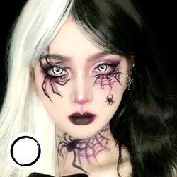 Lalens Cosplay Anime Eye Color Enhancing Contacts - Black and White, Yearly Wear, 2 Pieces (Manson White)