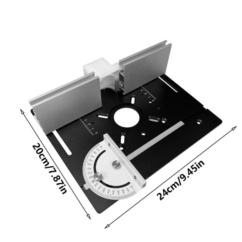 Multifunctional Router Table Insert Plate Aluminum Alloy Build for Woodworking Benches Features Miter Gauge Guide