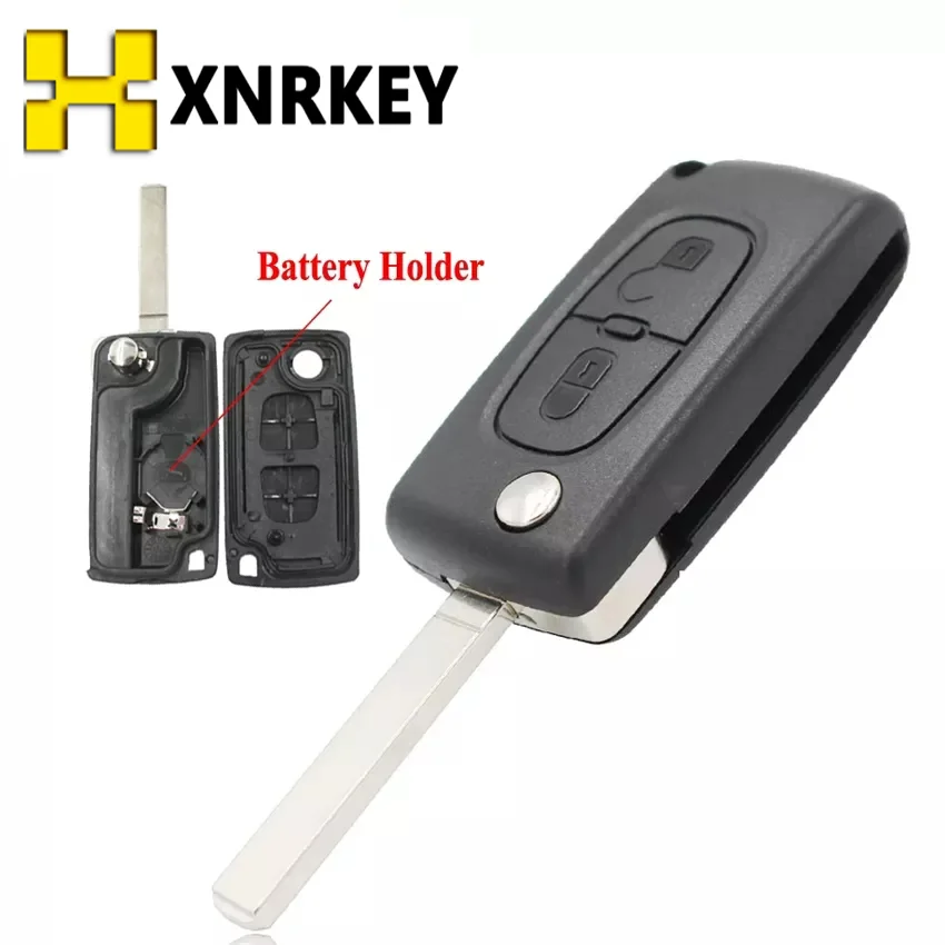 XNRKEY CE0536 2 Buttons Remote Car Key Shell Fob for Citroen Case Cover with Battery Holder VA2 Blade