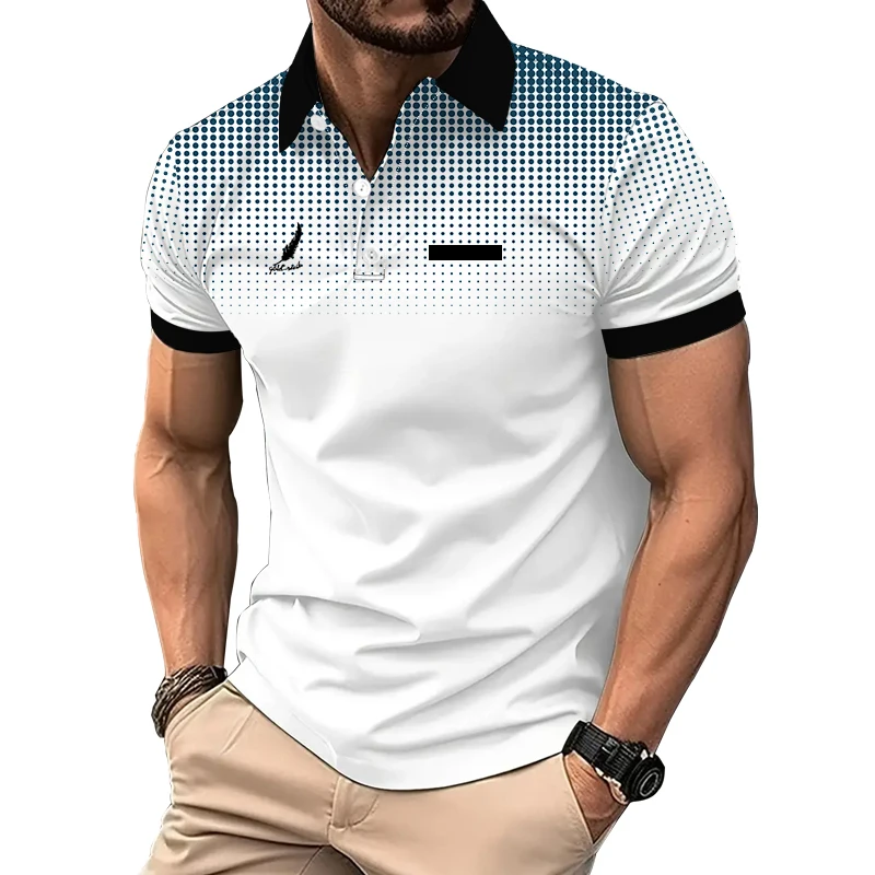 

Men New Summer Fashion Short Sleeve Sport Lapel Polo Shirt Fake Pocket Decoration Slim Fit Business Casual Polo Shirt .
