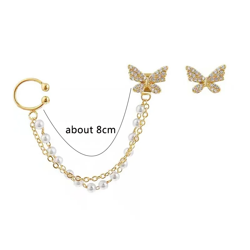 Dangle earrings Pearl earrings Butterfly earrings Crystal tassel earrings Pearl Tassel Earrings Korean Butterfly Earrings for Women Romantic Dangle Personality Party Ear Accessories