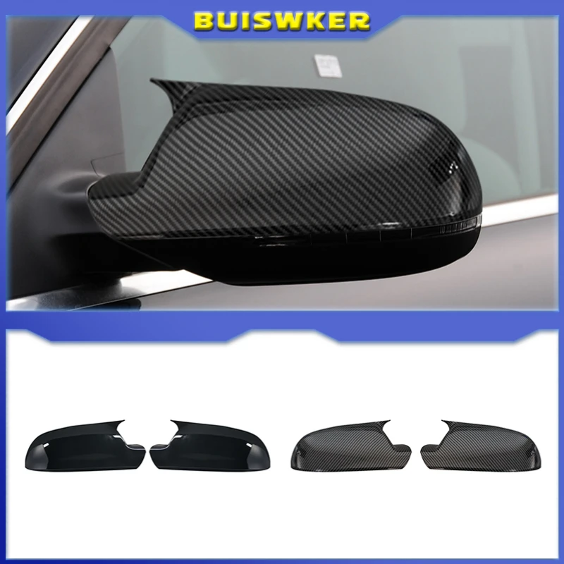 Carbon Look Black Full Replacement With Clips Car Door Side Mirrors