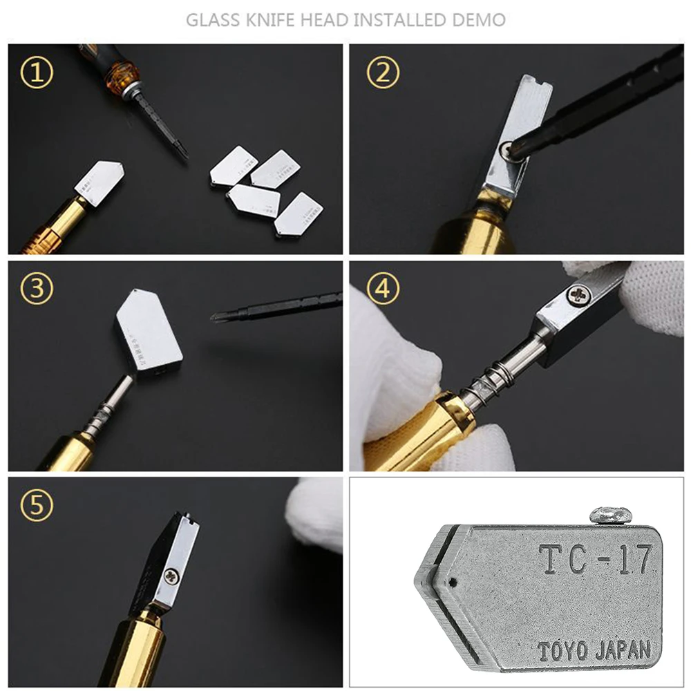 TC-90 TC-17 Glass Straight Cutting Tile Cutter Head Metal Handle Glass Cutter Straight Cutting Tile Head Hand Tools