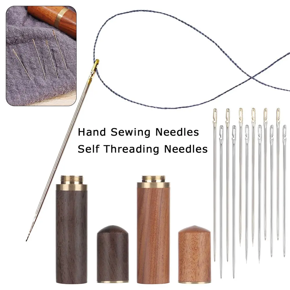 12/24pcs Hand Sewing Needles Storage Box Kit Blind Needle Elderly Needle-Side Hole Stainless Steel Sewing Needless Threading