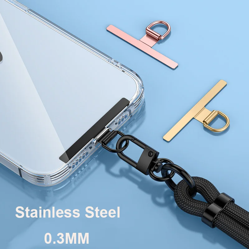 Phone Tether Patch Ultra-thin Stainless Steel Gasket Cellphone Strap Parts Replacement Lanyard Safety Connect Piece 1PCS
