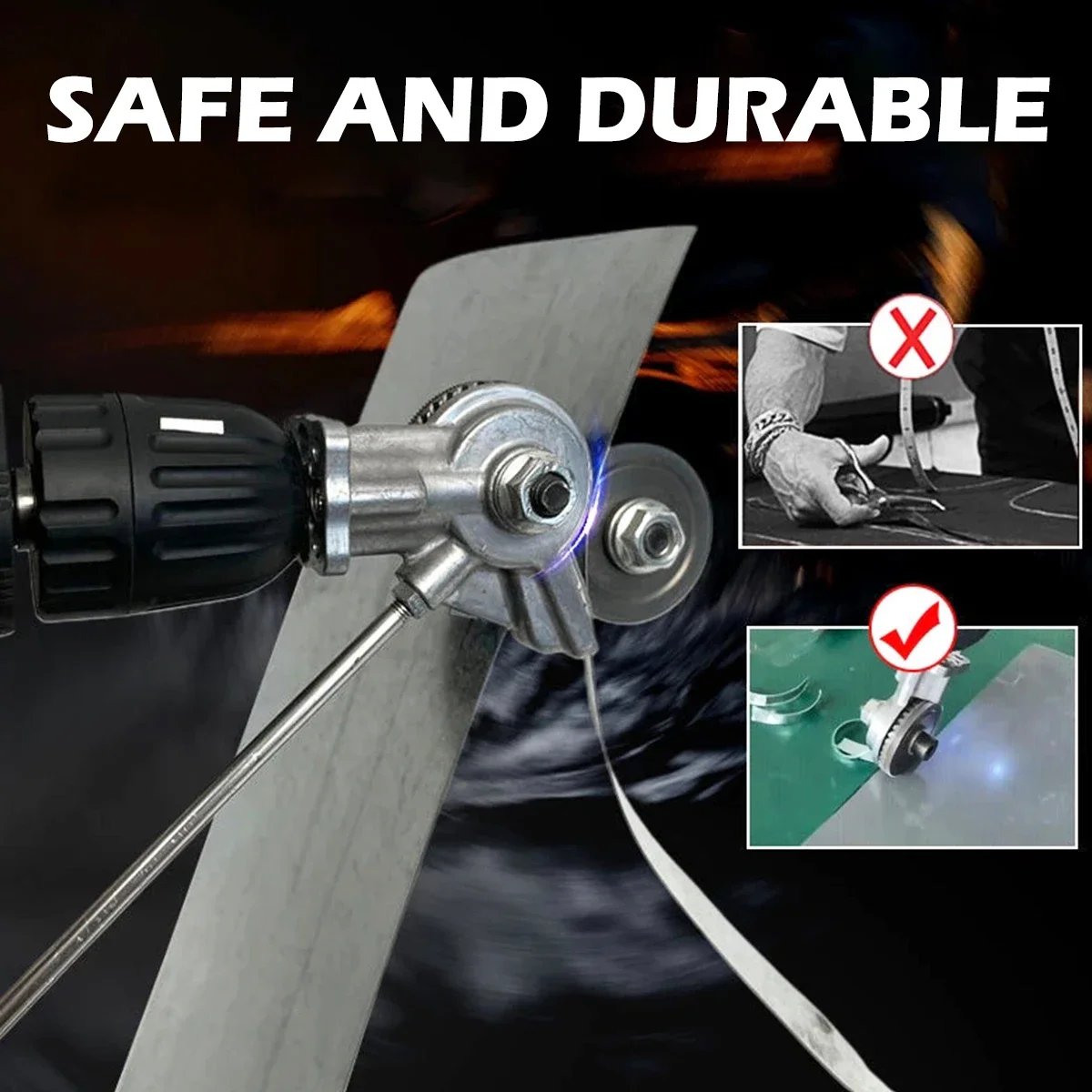 Electric Drill Plate Cutter Attachment Double Headed Iron Metal Sheet Cutter Plate Punch Scissors Free Cutting  Mental Tools 3