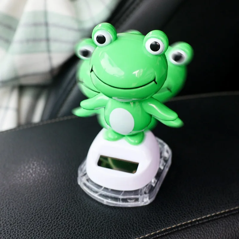 Solar Powered Nodding Frog Ornaments for Car Dashboard Decor Funny Gift Kids Toy No Battery Needed Automatic Moving Ornament