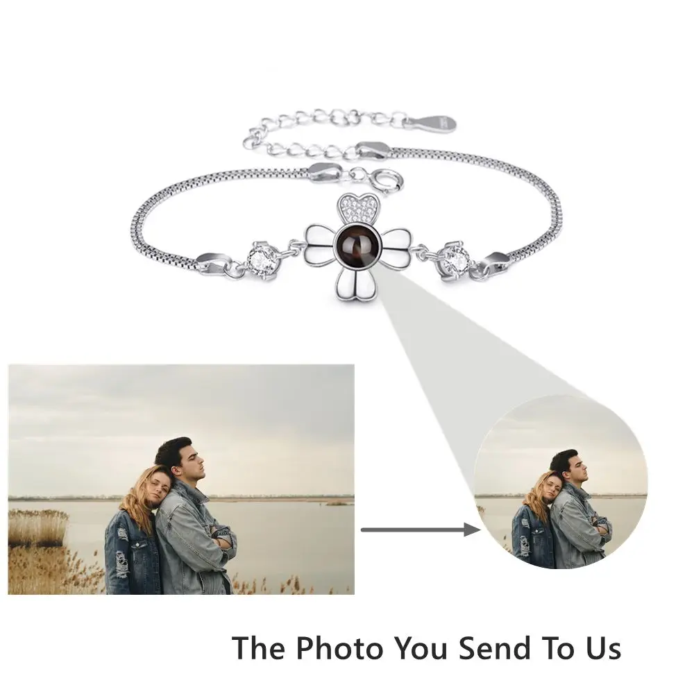 Projection Photo Flower Pendant Necklace for Women Personalized Custom Picture Charms Necklace Fashion Jewelry Memory Gift