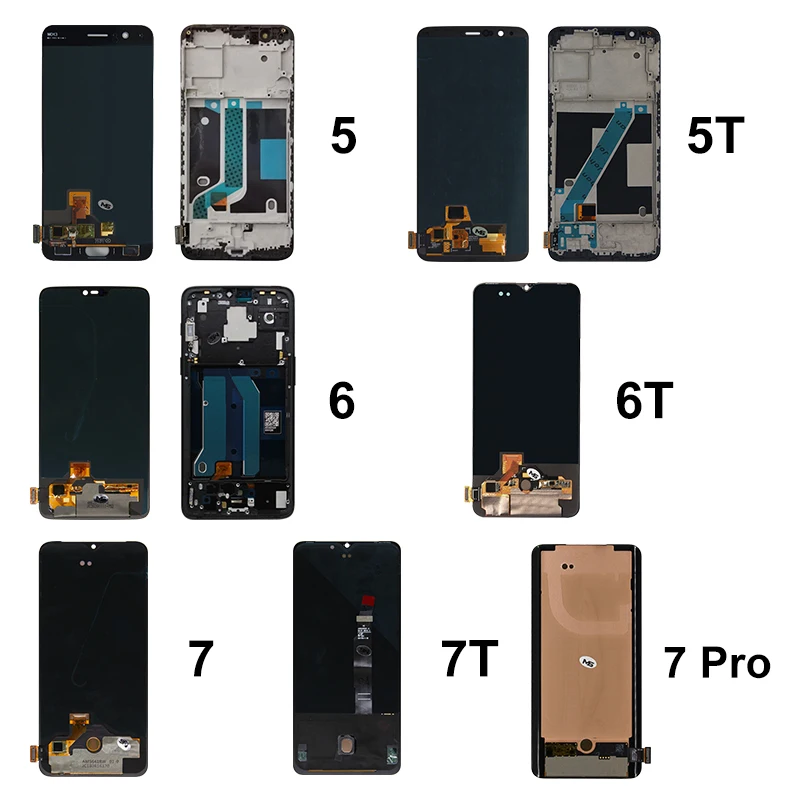 AMOLED LCD 터치 스크린 디지타이저 교체 부품, 원플러스 5 5T 디스플레이, 1 + 6 6T, 원플러스 7 7T 8T 9R 용 선택