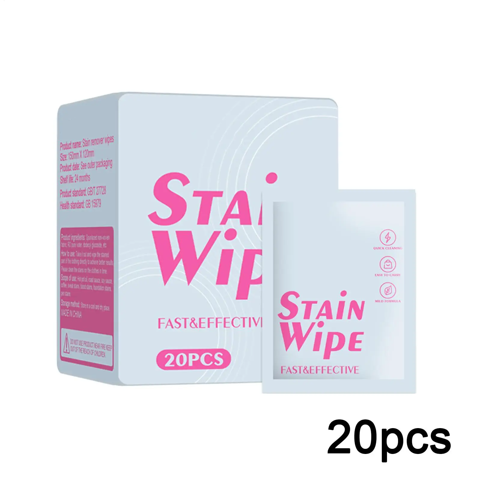 20 Pezzi di Salviette Monouso Senza Risciacquo, Smacchiatore Rapido, Panni per Pulizia Veloce, Fogli per Lavaggio in Viaggio, Detergente Portatile per Vestiti - immagine 6