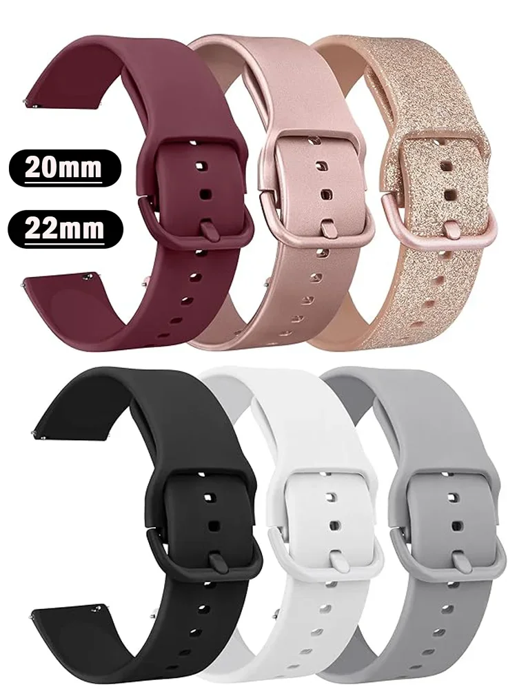 Universal 20mm/22mm Silicone Smartwatch Band Replacement Strap