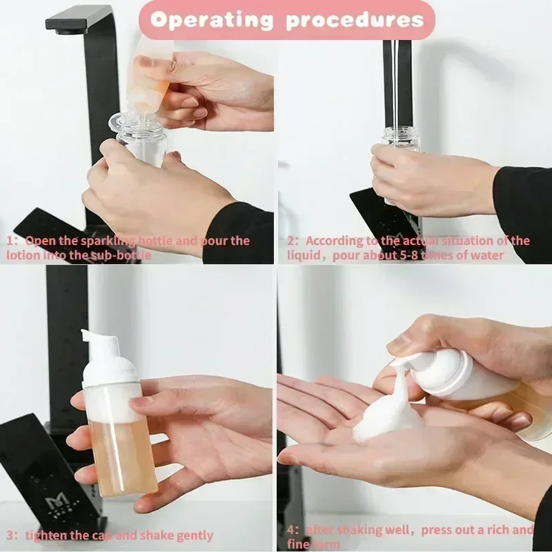 Foaming Soap Dispenser 50-200ml Portable Foaming Soap Dispensers Bottle Empty Plastic Mousse Facial Cleanser Pump Bottle Refillable Lotion Shampoo