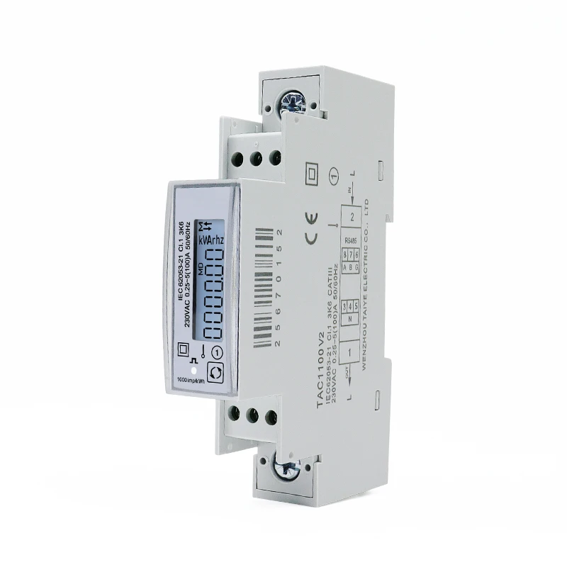 100A 단상 230V Din 레일 미터 전기 Kwh 미터 다기능 에너지 미터 RS485 Modbus RTU 미터 TAC1100