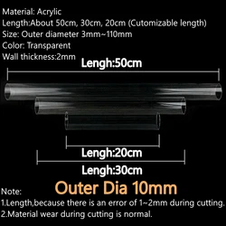 High-Quality Transparent Acrylic Tube - Multi-Purpose Plexiglass Pipe, Various Lengths - 50CM(19.69ft) (Outer Diameter 10mm)