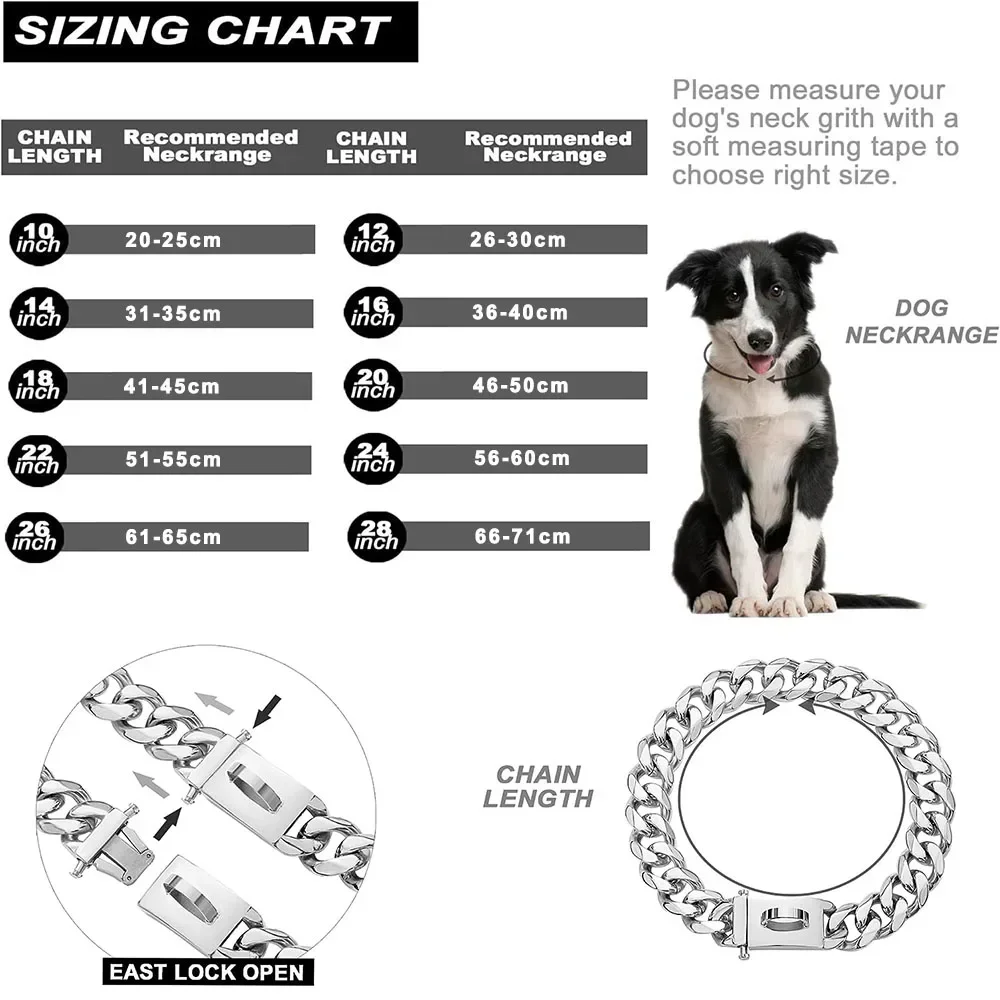 Large Dog Gold Chain Collar 6
