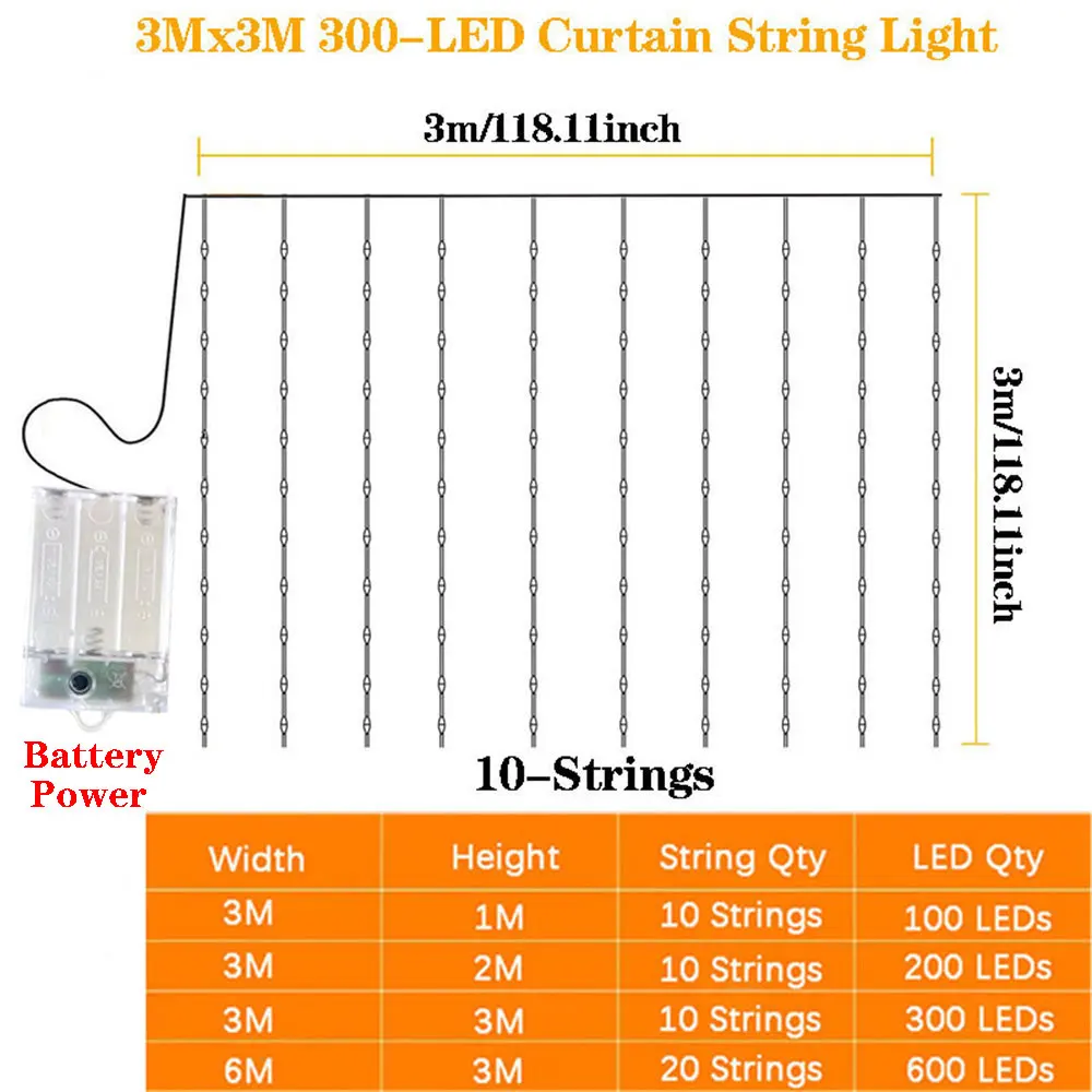 Versatile LED Curtain String Lights for Festive Decoration and Ambiance