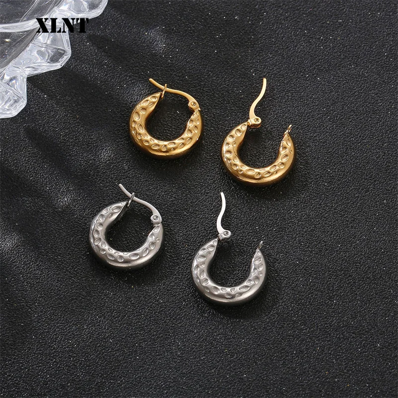 

XLNT Silver Gold Circle Smooth U Shape Big Hoop Earrings For Women Wedding Engagement Jewelry