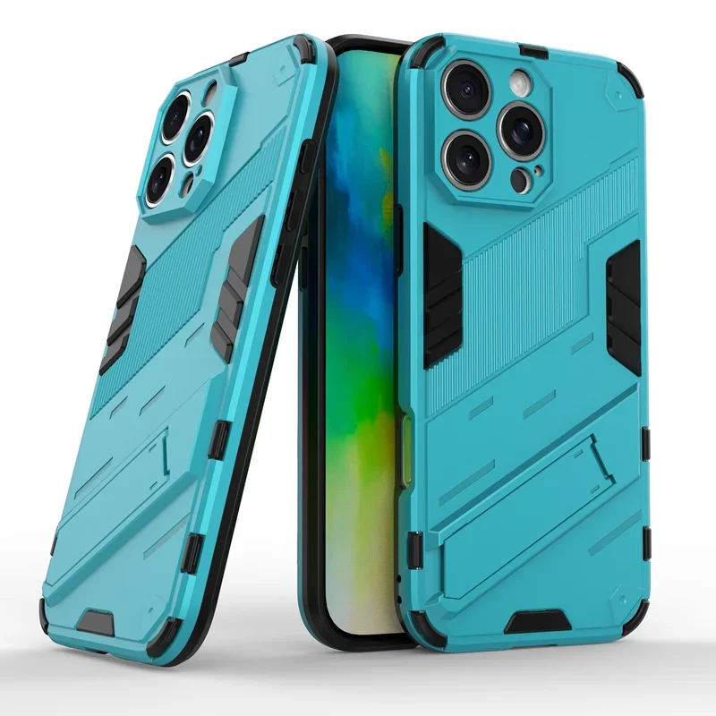 Enhanced Shockproof Armor Phone Case with Holder and Hard Bumper Cover
