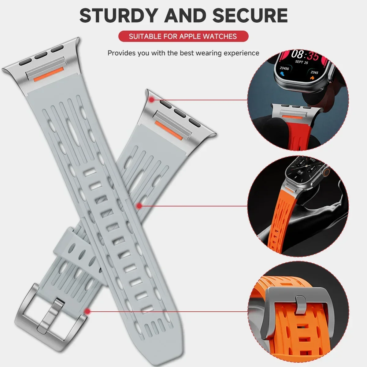 Silicone Strap for Apple Watch Band Ultra 2 49mm 46mm 42mm 45mm 44mm 40 41mm Breathe Bracelet for IWatch Series 10 9 8 7 6 5 4 3