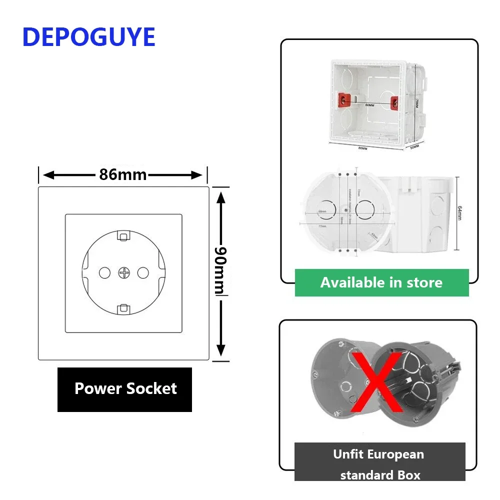 Avoir-enchufe de pared con doble puerto USB 2.1A, tomas eléctricas, Panel  de alimentación cepillado de aluminio, enchufe estándar de la UE 16A 86mm x  86mm enchufe usb enchufe pared enchufes de pared