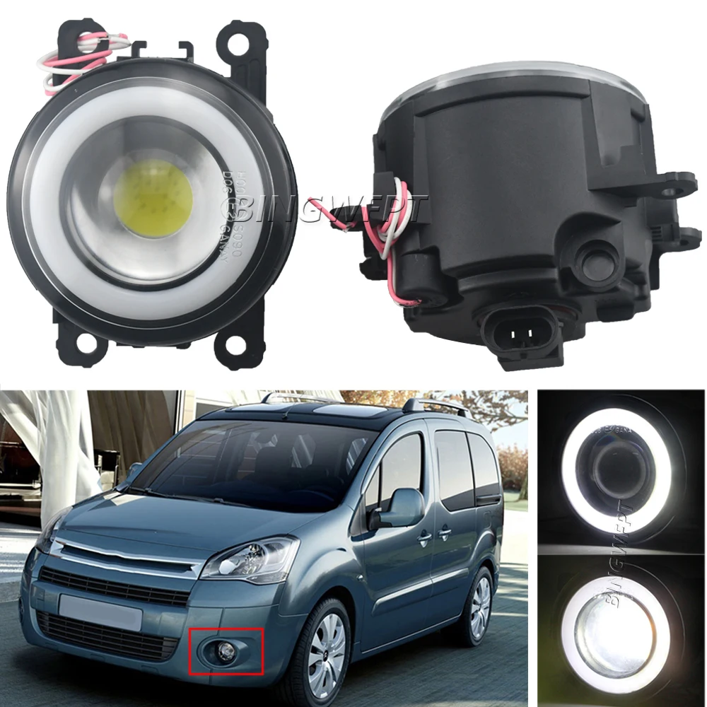 

2 X H11 LED COB Fog Light Assembly with Angel Eye DRL For Citroen Berlingo B9 2012 2013 2014 2015 Car Fog Daytime Driving Lamp