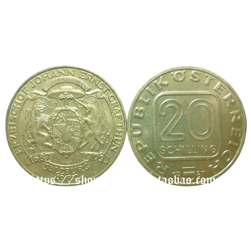 Moneta Commemorativa Austriaca Da 20 Shilling Per Il 300 ° Anniversario Della Nascita Dell'Arcivescovo Thun Di Salw Nel 1987.