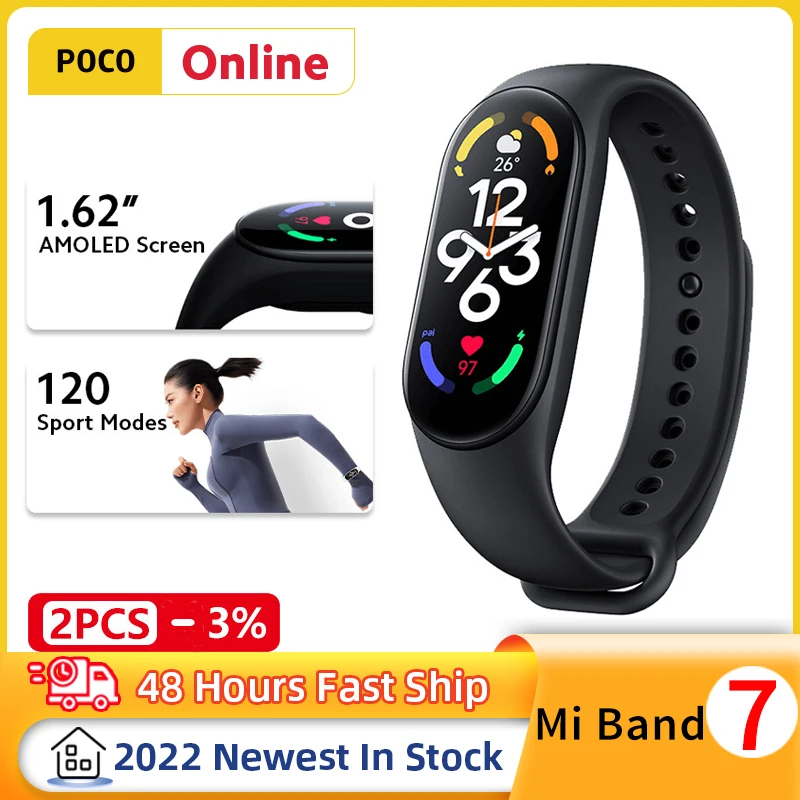  Смарт-браслет Xiaomi Mi Band 7 2022 Новейший 1,62-дюймовый AMOLED-экран 120 режимов тренировок Спортивный браслет Смарт часы мужские miband 7 PK Band 6 
