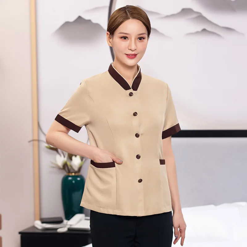 

Hotel Cleaning Work Clothes Short Sleeve Summer Female Community Property Hotel Guest Room Hospital Cleaner Aunt Cleaning Servic