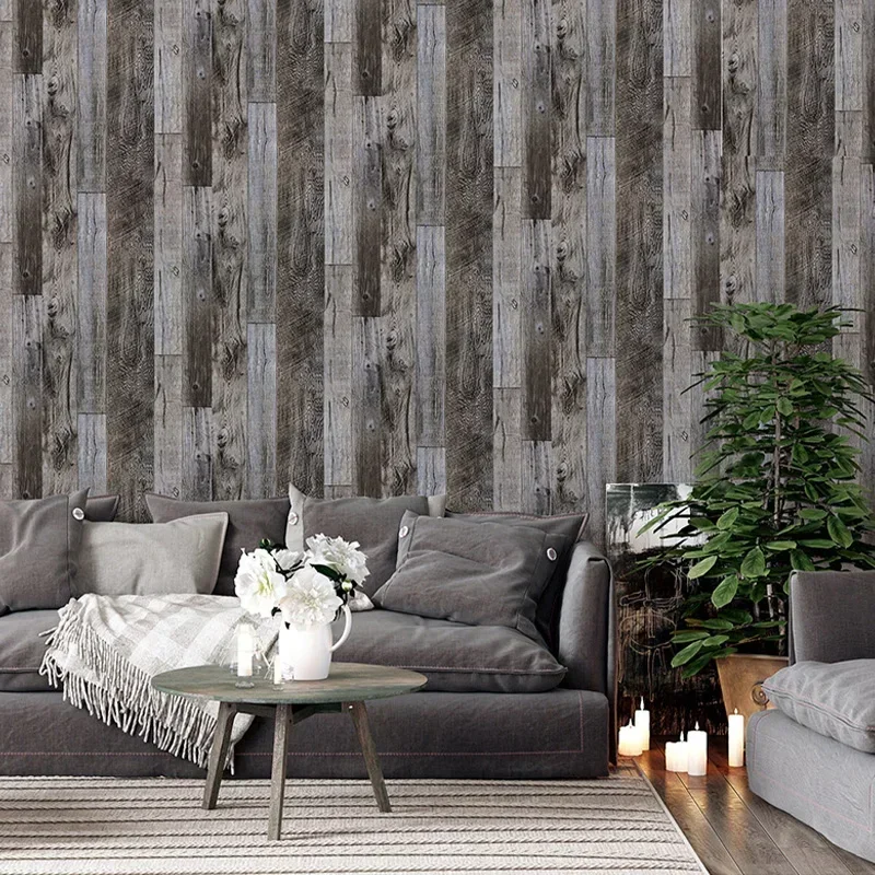 Peel And Stick Wood Plank Wallpaper Taupe Vinile Autoadesivo Faux Woods Carta Di Contatto Per Soggiorno Pavimento Cucina Home Decor.