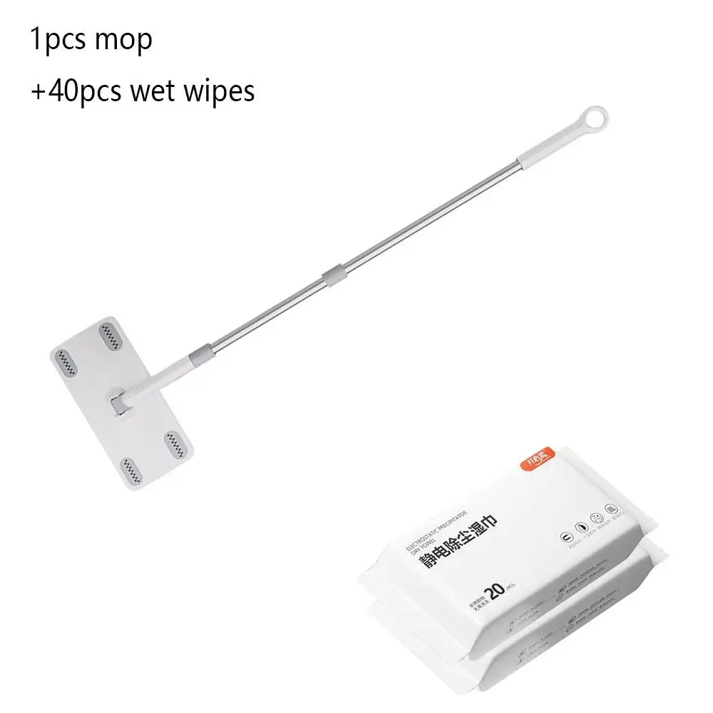 UNTIOR All-in-One Disposable Dust and Hair Removal Mop with Electrostatic Cleaning Papers