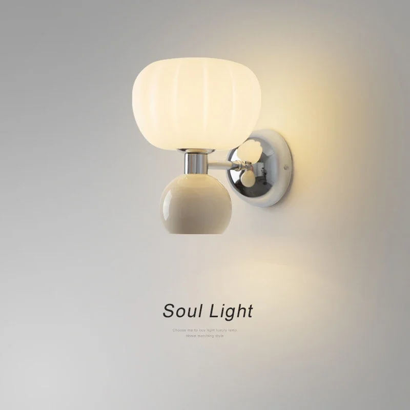 

Modern LED Wall Lamps Cream Breeze Pumpkin Sconces G9 Bulb For Bedroom Bedsides Study Living Room Hallway Dining Room Lighting