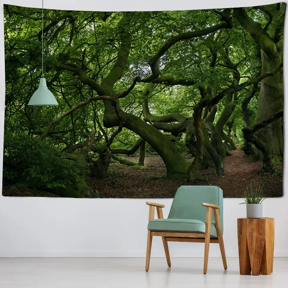 Beautiful ancient tree tapestry, jungle landscape, wall hanging cloth, home wall art decoration, living room background cloth