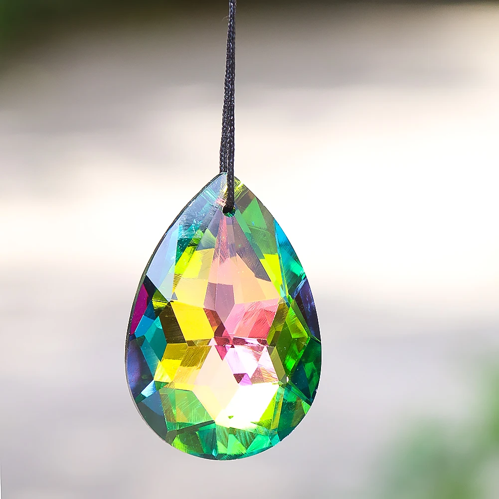 Faceted Prism Bauhinia Flower Angel Tears Streamer Colorful Crystal Rainbow Sun Catcher Wedding Curtain Chandelier Dangle Parts one pair colorfast double hole handle metal streamer pompoms cheerleading cheering pom ball flower decorator club sport supply