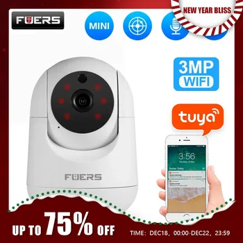 Fuers 투야 스마트 홈 실내 무선 IP 감시 카메라, 3MP 와이파이 카메라, AI 감지, 자동 추적 보안 베이비 모니터