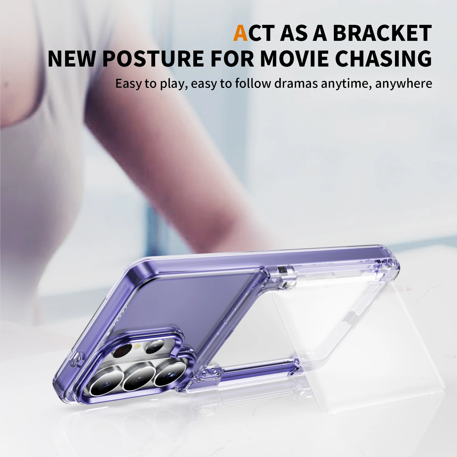 Transparent Folding Card Holder Wallet Stand Shockproof Acrylic Case