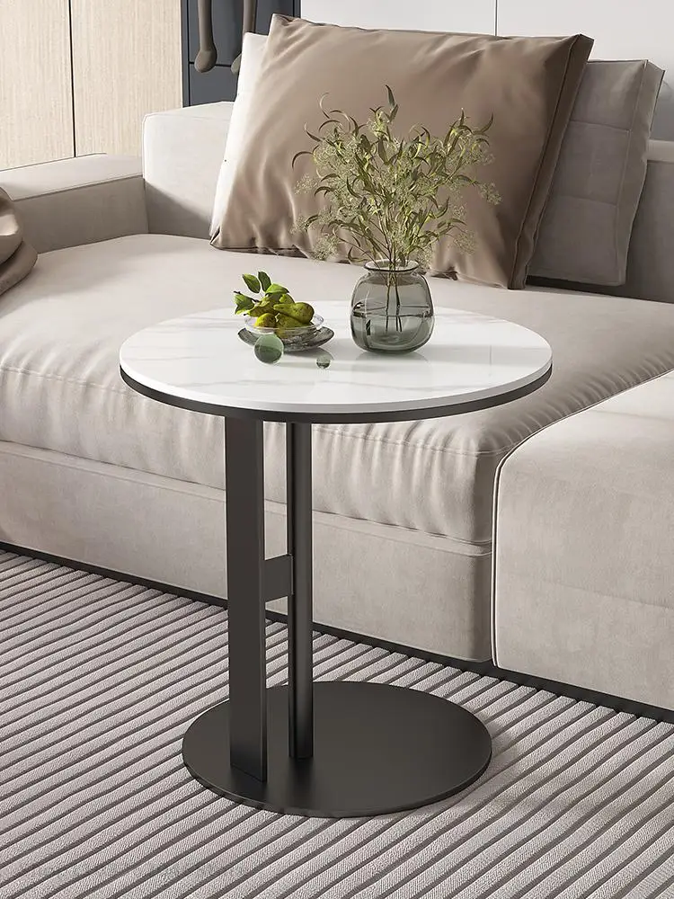 Light Luxury Rock Board Side Table Small Coffee Table Sofa Corner Modern Simple Balcony Tea Small Round