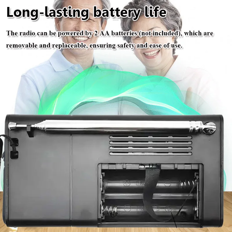 Mini Portable FM AM Radio Battery Powered DSP Radios Built-in Loudspeaker with 3.5MM Headphones Jack Frequency Window for Elder